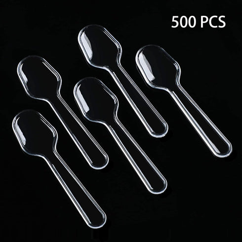500 Pcs Disposable Clear Plastic Mini Spoon Best for Jelly Pudding Yogurt Ice Cream Desert Cake Appetizer Party