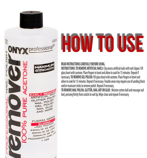 Onyx Professional 100% Pure Acetone Nail Polish Remover Kit, 7 inch Nail File, Maximum-Strength for Gel, Glitter Polish
