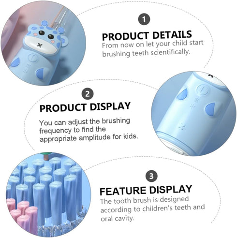 Set 4pcs ORFOFE Children's Electric Toothbrush Sonic Toothbrush for Boys and Girls Colorful Deer Design Battery Not