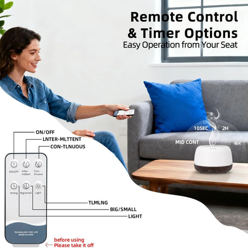 KIMWUVI 300ML Diffuser,7 Essential Oil Diffuser with Remote Control,Quiet Ultrasonic Cool Mist Color LED
