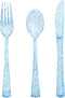 150 Pack Blue Plastic Silverware Set, Includes 50 Blue Forks, 50 Knives, 50 Spoons for Birthday, Baby Shower, Picnic