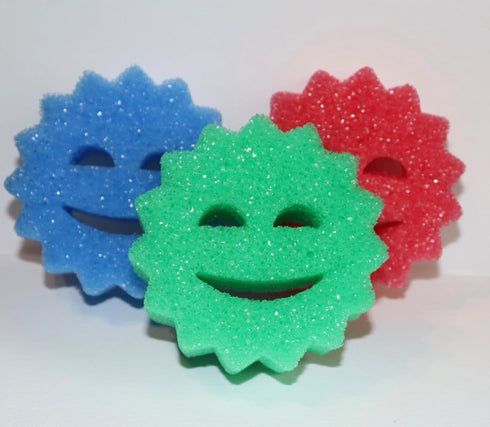 3 Count Scrub Shooting Star Multipurpose Dish Sponges, Scratch-Free for Kitchen, Bathroom, and More, BPA-Free Polymer