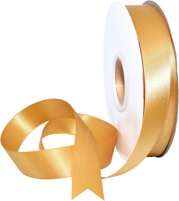 Morex Ribbon Double Face Satin Ribbon, 7/8" X 50 YD Old Gold for Gift Wrapping & Crafts