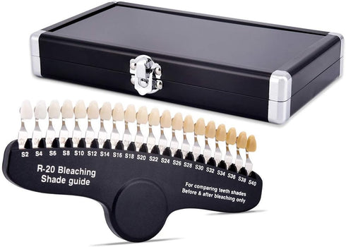 SEVENLASH 3D R-20 20 Professional Teeth Whitening Shade Guide with Mirror, Classical Tooth Bleaching Shade Chart Colors