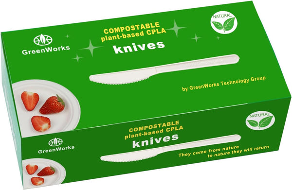 Compostable Knives - 100 Count 7" Heavyweight Disposable Biobased Cutlery