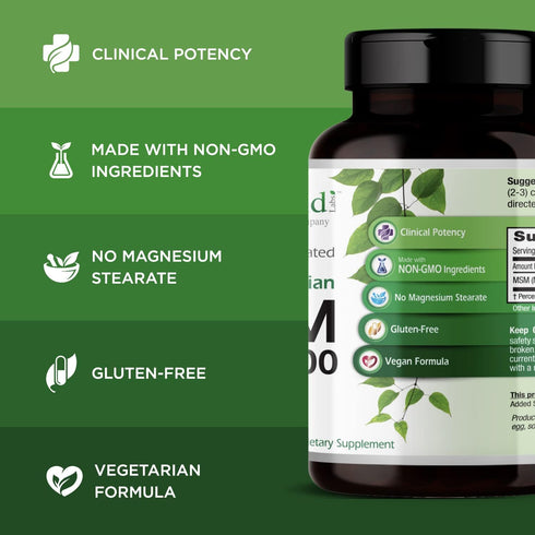 EMERALD LABS MSM 1000mg - Joint, Liver & Immune Support Supplement with Methylsulfonylmethane - 200 Vegetable Capsules
