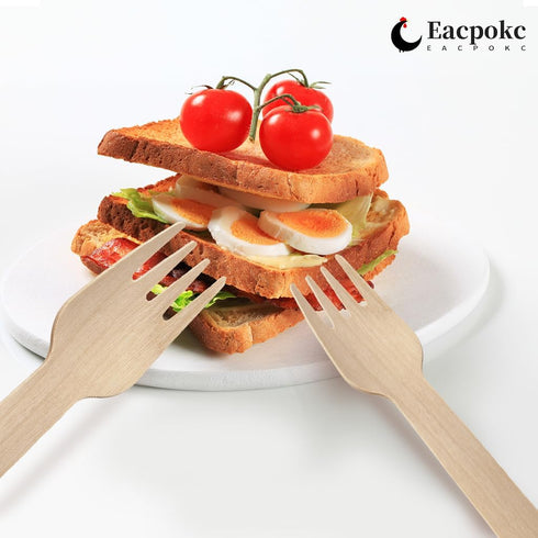 100 PCS Disposable Wooden Forks, Eco-friendly Cutlery for Parties, Picnics, Weddings, Camping