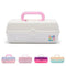 Caboodles Pretty in Petite Makeup Box, Two-Tone White on White, Hard Plastic Organizer Box with 2 Swivel Trays