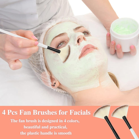 4 Pcs Facial Brushes Fan Mask Brushes, Soft Facial Applicator Tools for Peel Glycolic Mask Makeup
