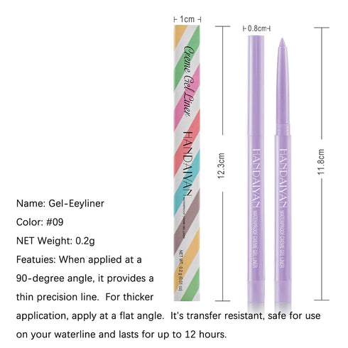 Waterproof Eyeliner Pencil, Long-lasting Light-purple Eyeliner, High-Pigmented Colorful Pen for Women