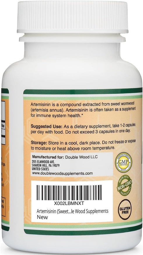 Double Wood Artemisinin (Sweet Wormwood Cleanse) 200mg, 120 Vegan Capsules (Two Month Supply) Non-GMO, Gluten Free