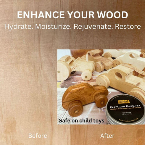 Beeswax Woodcut Premium 7oz, Food Safe Wood Cream for Cutting Boards, Furniture, and Baby Toys