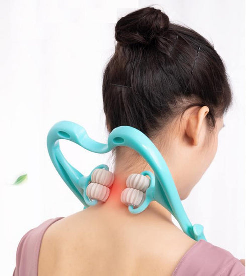 Round Blue Manual Neck Massager for Neck and Spine Relief