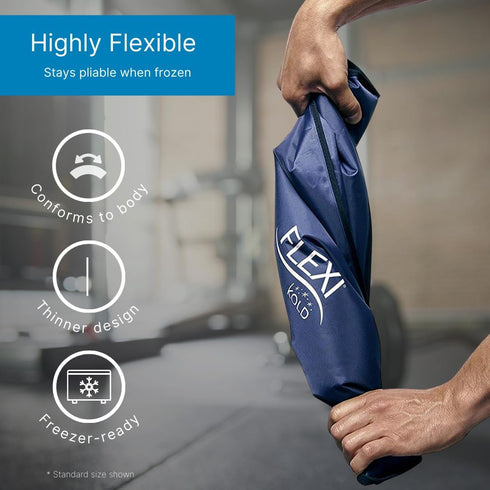 2 FlexiKold Gel Ice Packs (Standard Large: 10.5" x 14.5") for Injuries, Reusable, Back Pain Relief - 2PK