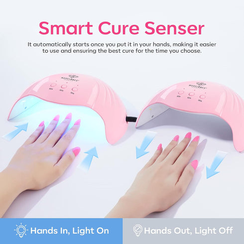 Modelones Gel Nail Lamp with UV Gloves, 48W Nail Dryer with 3 Timer Settings for Gel Polish, Professional UPF99+ UV