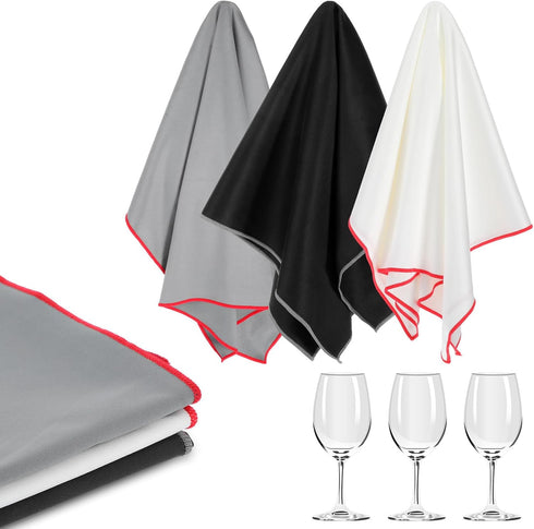 Lemecima 6 Pcs Wine Glass Polishing Cloths Large Microfiber Cleaning Cloths 23.6 x