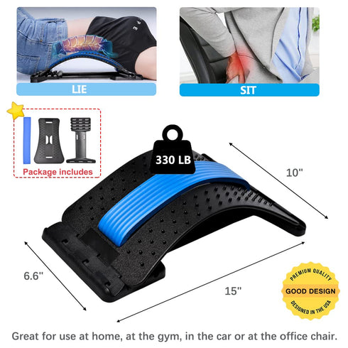 Back Stretcher, Lumbar Pain Relief Device (4 Level) | Multi-Level Back Cracker for Herniated Disc, Sciatica Support