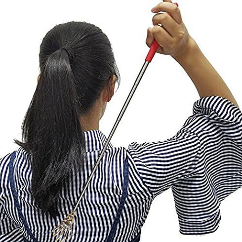 2-Pack Skeleton Hand Back Scratcher, Portable Extendable Telescopic Massager with Soft Rubber Handles (Black)