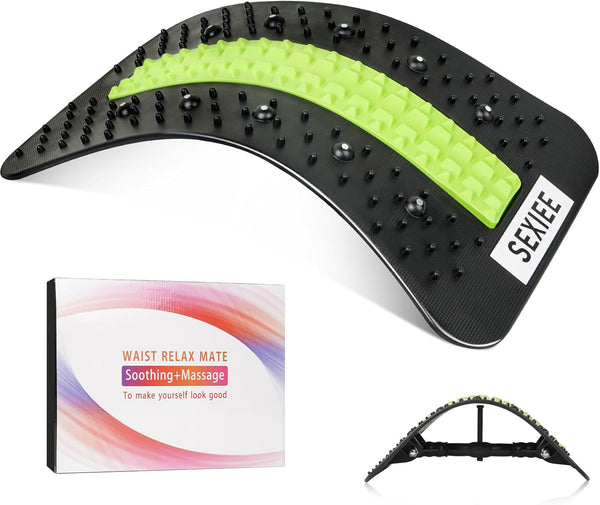 Back Stretcher for Lower Back Pain Relief, Spinal Decompression Massager for Scoliosis, Postural Corrector (Black)