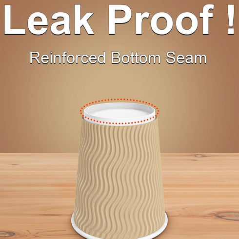 Luckypack Cups_12 oz 100 pcs,12oz Hot Paper Disposable Insulated Corrugated Sleeve Ripple Wall Paper Cup Cups