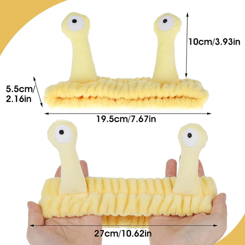 Face Wash Headband, Palm and Snail Spa Hair Bands Makeup Headbands Women Cartoon Cute Coral Fleece Elastic Headband Creative Hair Accessories for Washing Face Shower Sports Beauty Skincare (Yellow)