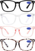 4 Packs Reading Glasses 1.0 for Women, Blue Light Blocking Square Computer Readers, Various Strengths Available