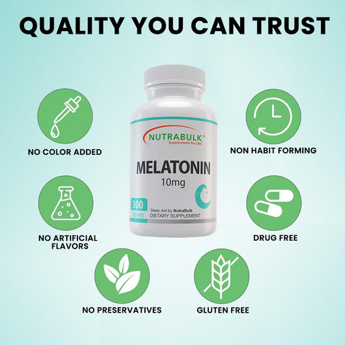 Melatonin 10 mg Tablets, Quick Release Natural Nighttime Sleep Aid for Adults, 300 Count