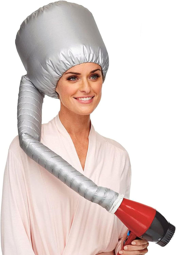 Portable Hair Dryer Bonnet Attachment - Hair Styling, Color, and Conditioning, Silver