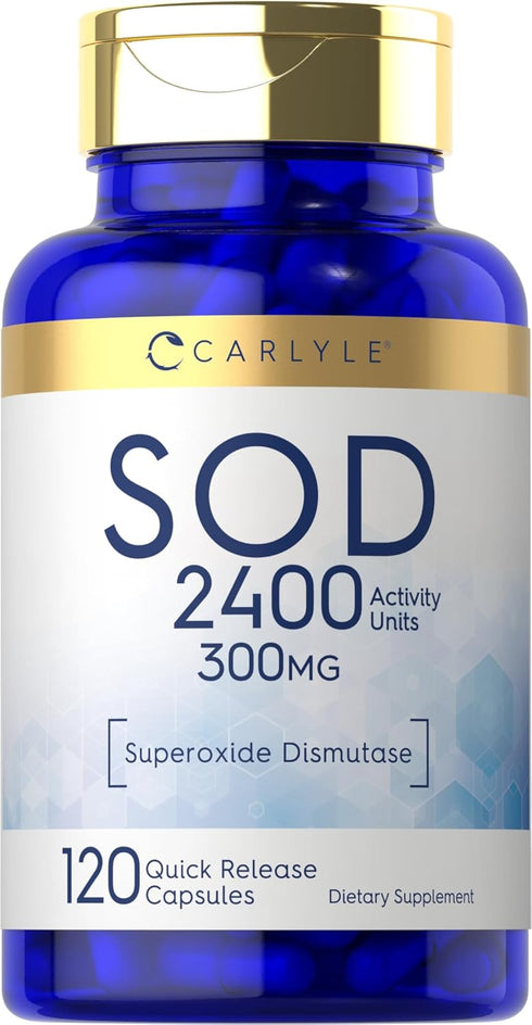 Carlyle S.O.D. Supplement Capsules, 300mg, 120 Count, Superoxide Dismutase, Non-GMO, Gluten Free