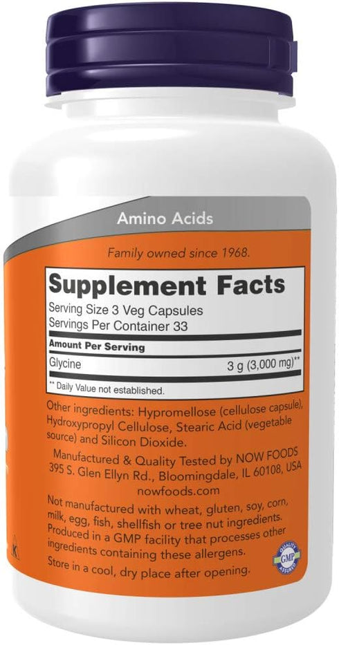 Now Foods Glycine 1000 mg - 100 VegiCapsules 2 Pack