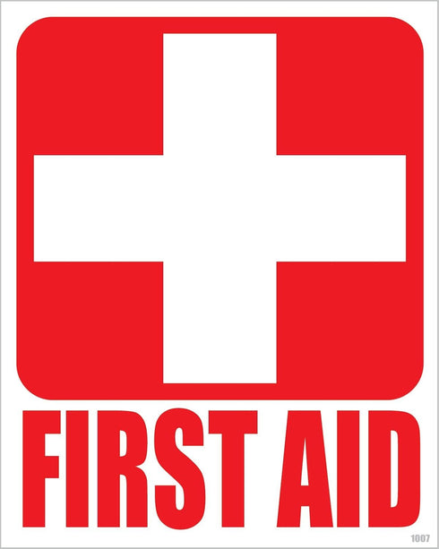 (4) First Aid Kit Sticker Sign Self Adhesive Decal 5"x4" for Business, Car or Office Emergency First Aid Kit