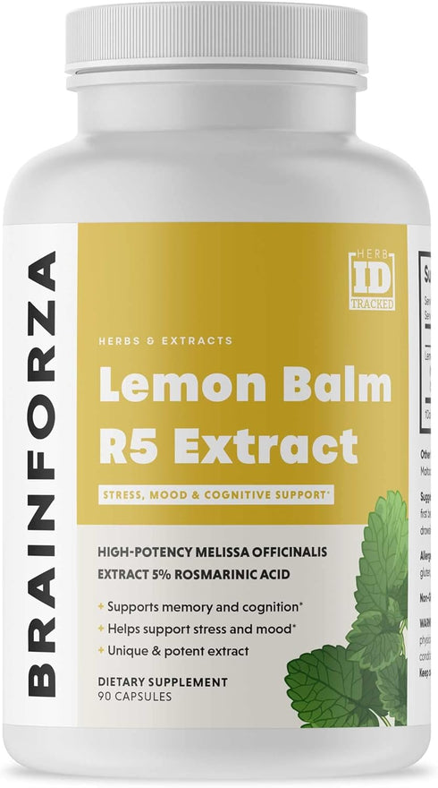 Brain Forza Lemon Balm R5 Extract Capsules - 90 Capsules, Standardized Extract 5% Rosmarinic Acid