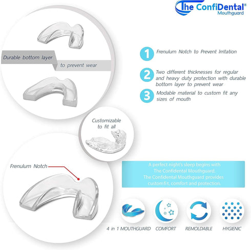 Pack of 4 Moldable Mouth Guard for Teeth Grinding, 2 Regular and 2 Heavy Duty Guard