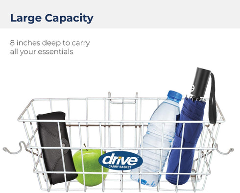 Drive Medical Walker Basket with Plastic Cup Holder, 10200B, White