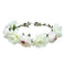 June Bloomy Women Rose Floral Crown Hair Wreath Leave Headband with Adjustable Ribbon (White)