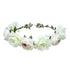 June Bloomy Women Rose Floral Crown Hair Wreath Leave Headband with Adjustable Ribbon (White)