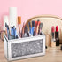 Mirrored Makeup Brush Holder Organizer, 3 Compartments Cosmetic Brush Storage Holders, Crushed Diamond Pen and Pencil