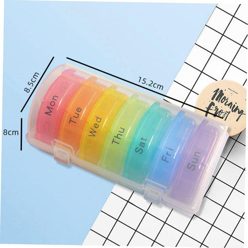 Holibanna Rainbow Color Compartment Weekly Pill Organizer Portable Medicine Dispenser with Round Mini Compartments PP