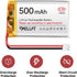 YELUFT 2pcs 3.7V 500mAh 1S 1C 403048 PH2.0 Lithium Polymer Battery Rechargeable Batteries with Protective Board