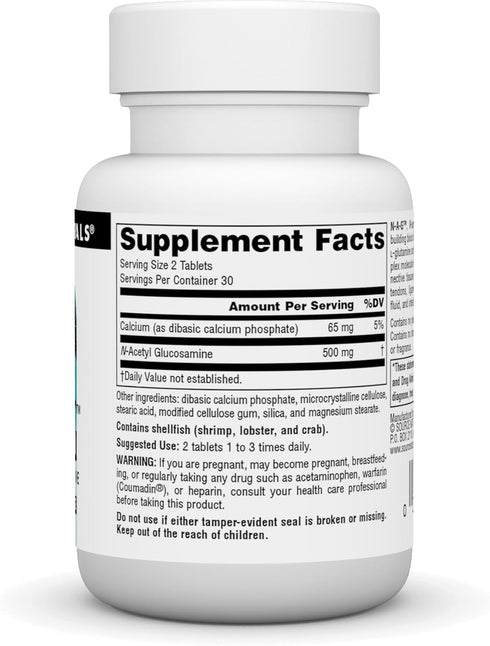 Source Naturals N-A-G, N-Acetyl Glucosamine for Joint Support and Intestinal Lining*, 250 mg - 60 Tablets