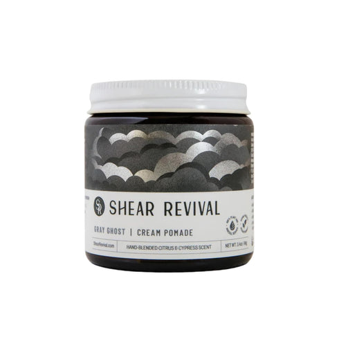 Shear Revival Gray Ghost, Matte Finish Hair Pomade for Men, Strong Hold Styling Cream, 3.4oz