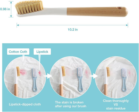 Wood Laundry Brush - OSCIOSS Laundry Stain Brush with Long Handle and Soft Bristle for Cleaning Clothes and Shoes