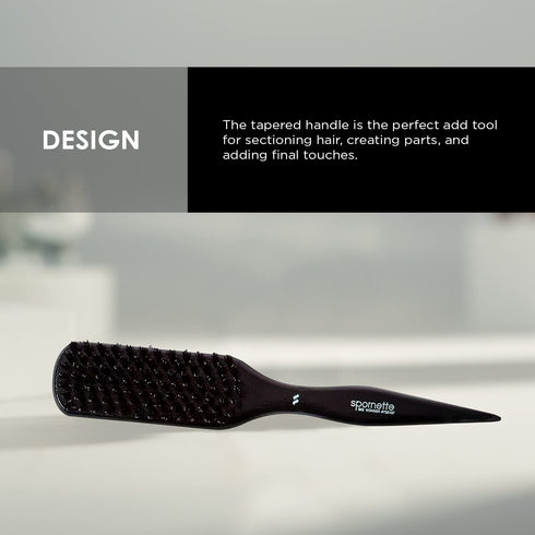 Spornette Boar Bristle Hair Brush for Women - Big Wonder Teasing Brush with Boar & Tourmaline Nylon Bristles, Black