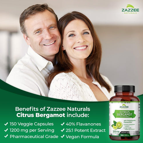 Zazzee Extra Strength Citrus Bergamot 25:1 Extract, 1200 mg, 40% Polyphenolic Flavanones, 150 Vegan Capsules, 30,000 mg Strength, Concentrated and Standardized 25X Potency, Non-GMO and All-Natural