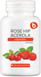 Organic Rose Hips & Acerola Vitamin C Capsules, 1000mg, for Immune and Collagen Support