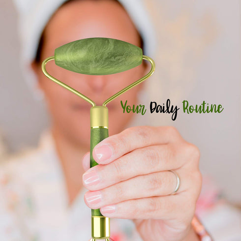 Natural Jade Roller and Gua Sha Lymphatic Drainage Tool for Face and Body, Anti Aging Treatment