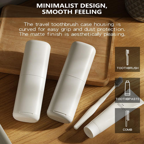 Portable Toothbrush Travel Case, Plastic Holder and Toothpaste Cover, Compact Storage Container for School Camping