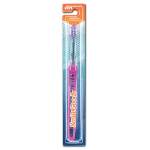 SmileGoods A385 Soft Bristle Toothbrush, 38 Tuft, 72 Individually Packaged Premium Toothbrushes, Assorted Colors Bulk