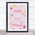 The Card Zoo New Baby Birth Details Christening Nursery Toys Pink Keepsake Gift Print