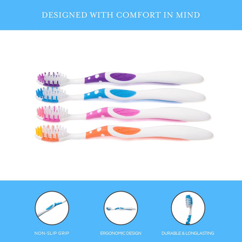SmartSmile 72 Packaged 21-544 Pcs Bulk Adult Toothbrushes Individually - Assorted Colors - Soft Bristles - Popular